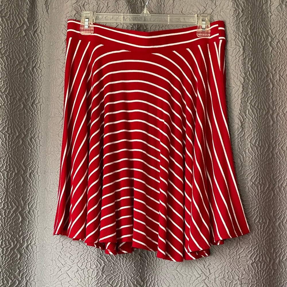 Charlotte Russe Red Skirt with White Stripes